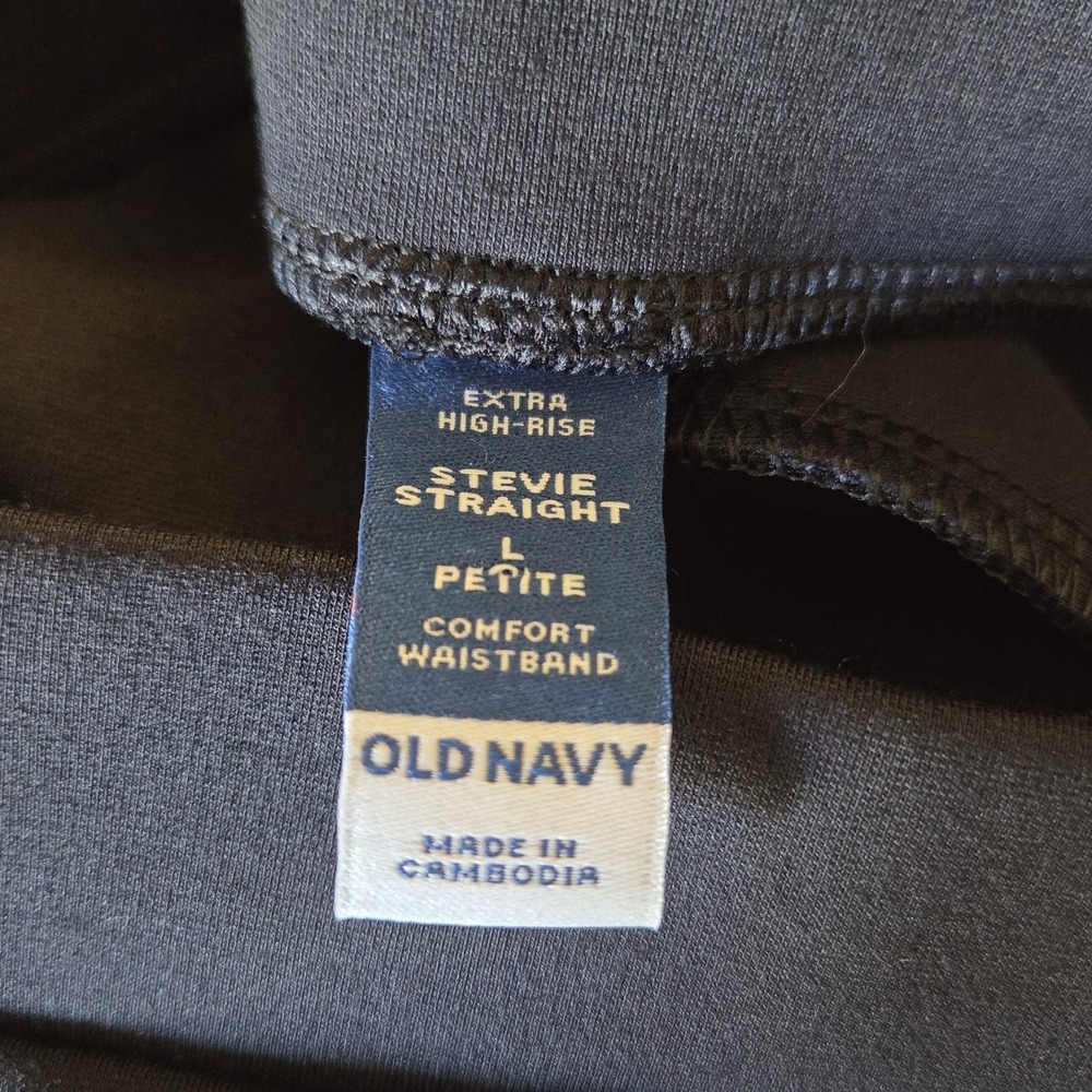 Old Navy sz L petite Stevie Straight extra high rise pull on pants navy cropped - Picture 8 of 10